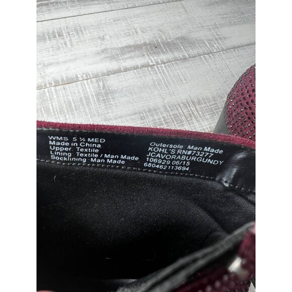 Juicy Coutyre Burgundy Women's Rhinestone Ankle Boots 5.5M - Picture 4 of 12